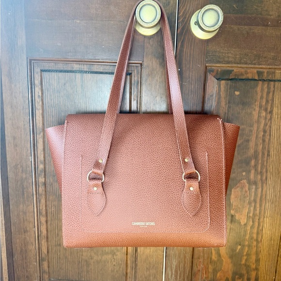 NWOT Cambridge Satchel Co. The Emily Tote - Brown Celtic Grain Leather - Picture 2 of 9